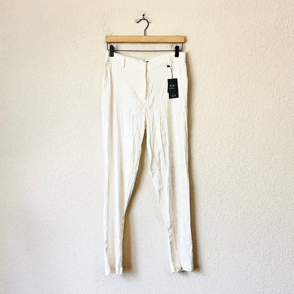 AX ARMANI EXCHANGE Pants White Linen Lightweight Summer Trousers NWT